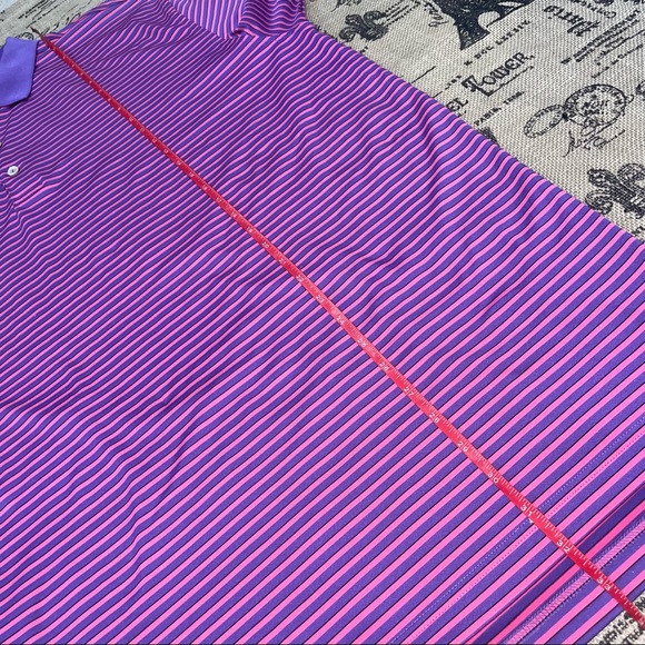 Peter Millar Summer Comfort Purple/Pink Striped Short Sleeve Polo Shirt Size XL - Picture 8 of 10